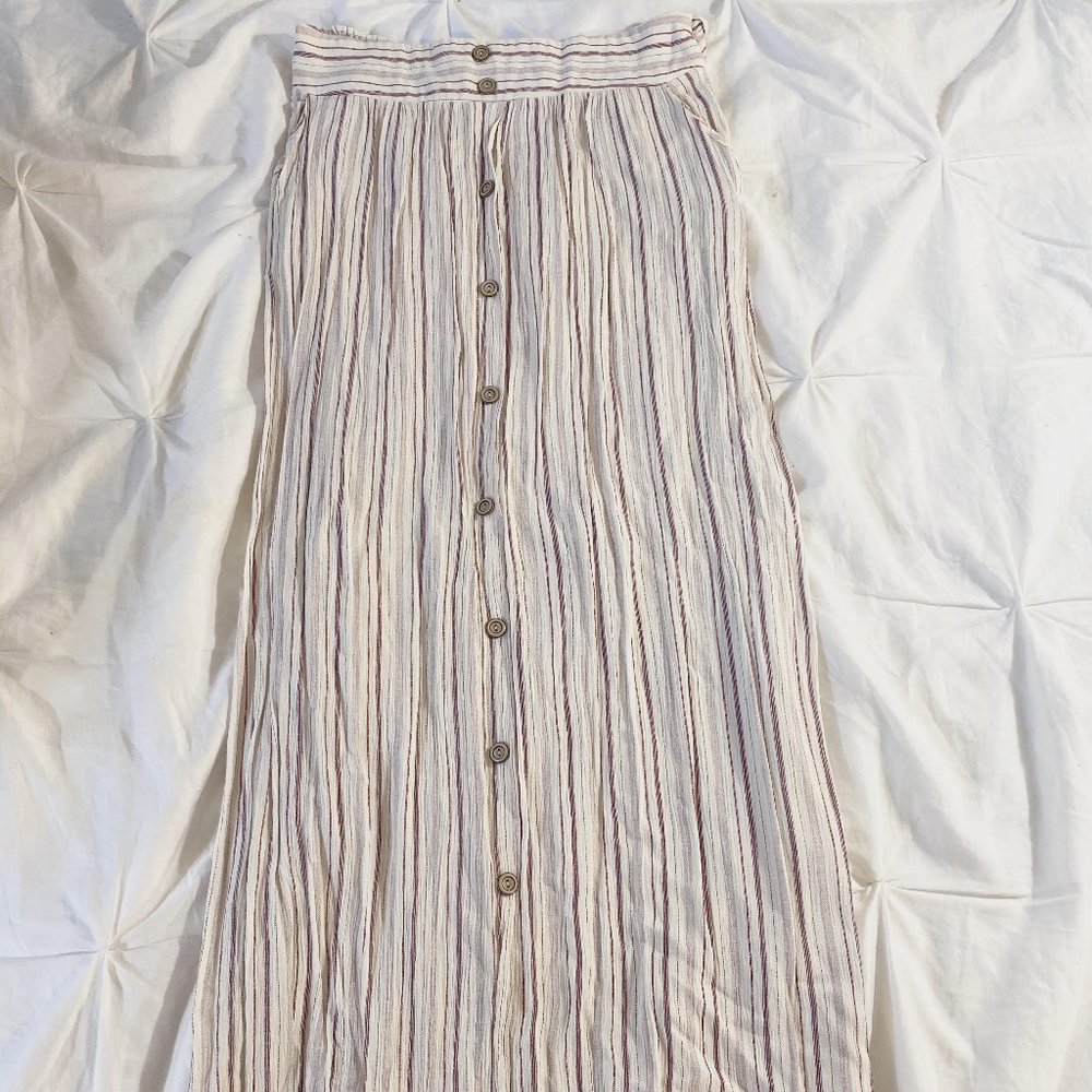 Button down Striped Maxi Skirt